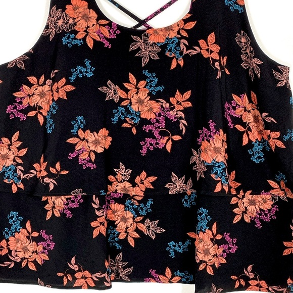 Torrid Black Floral Tiered Tank Top size 2 - Picture 5 of 12
